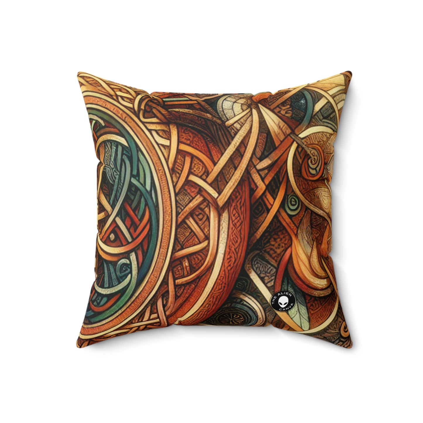 "Metamorphic Threads: Exploring Transformation through Celtic Knot Art"- The Alien Spun Polyester Square Pillow Celtic Art