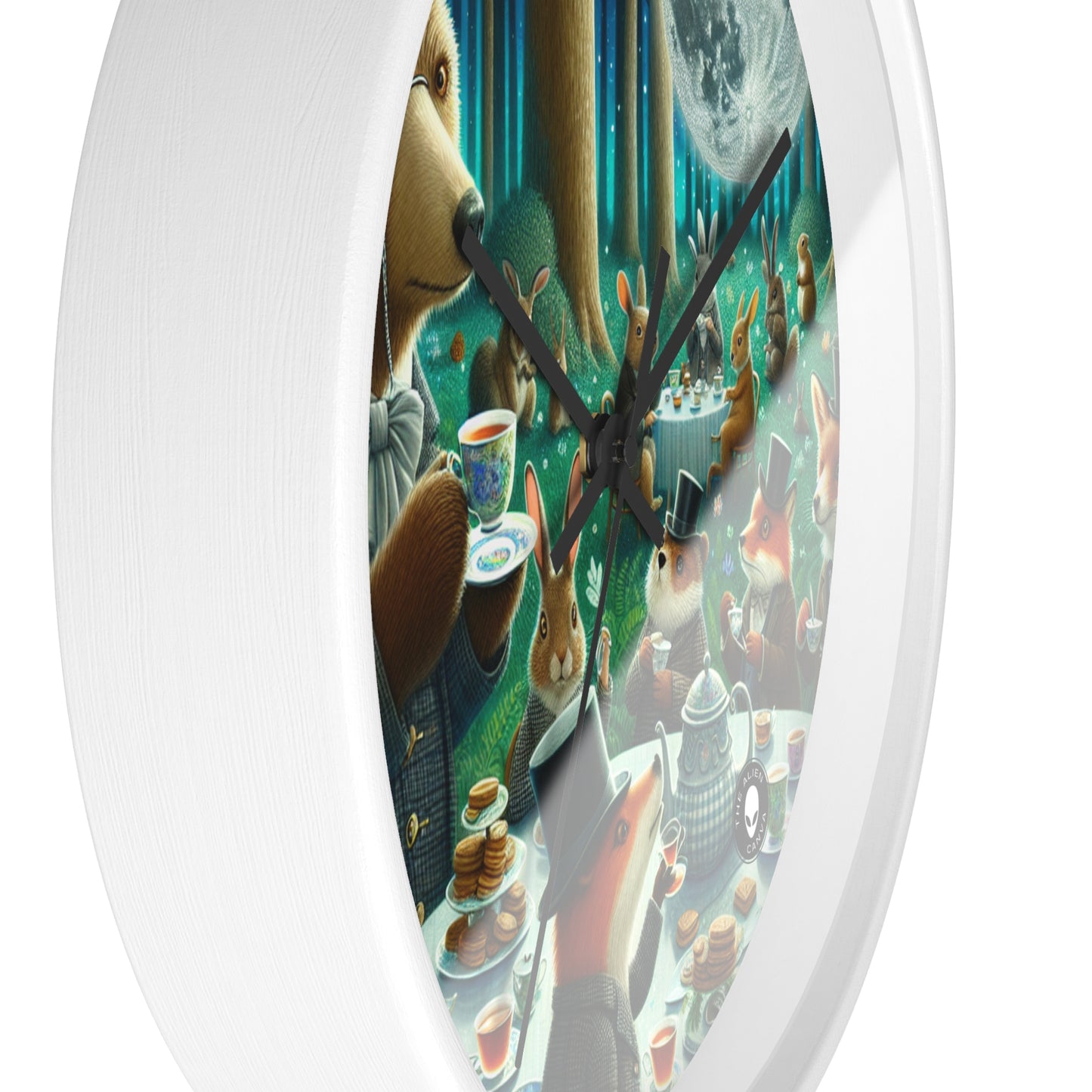 "Enchanted Moonlit Tea Party in the Forest" - The Alien Wall Clock