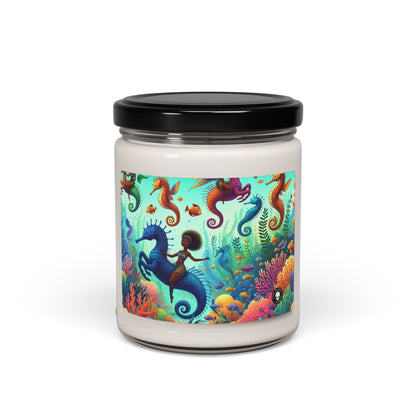 Reino acuático encantado: sirenas y caballitos de mar - Vela de soja con aroma alienígena de 9 oz