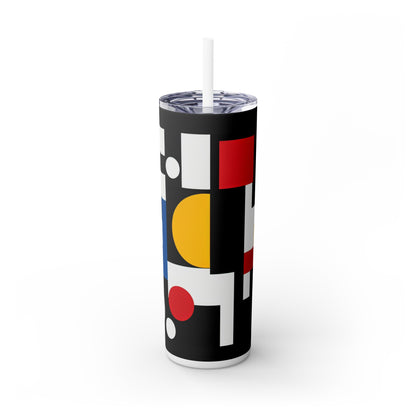 "Suprematic Harmony: Exploring Geometric Composition with Bold Colors" - The Alien Maars® Skinny Tumbler with Straw 20oz Suprematism