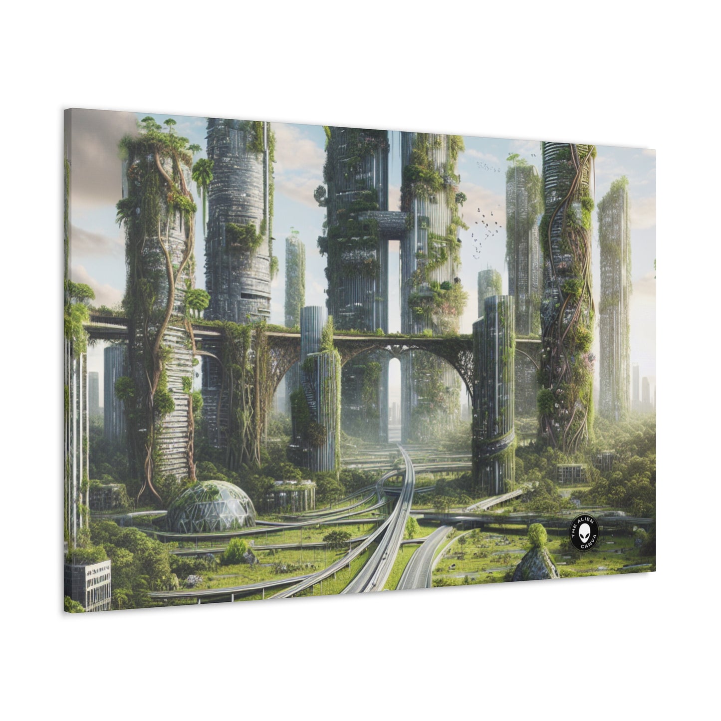 "Nature's Reclamation: A Futuristic Cityscape" - The Alien Canva