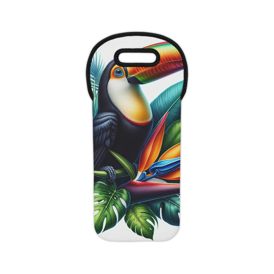 "Toucan on a Tropical Bloom" - The Alien Wine Tote Bag Hyperrealism Style