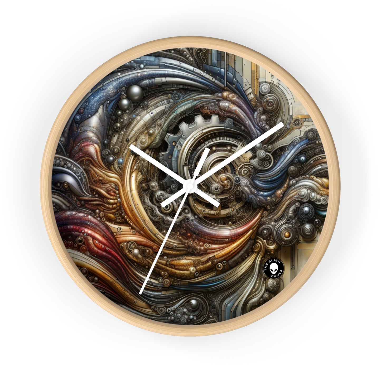 "Bio-Mech Cityscape: Harmonious Fusion" - The Alien Wall Clock Bio-mechanical Art