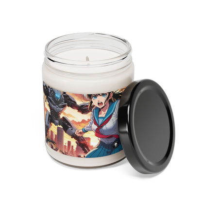 "Girl in Uniform Saves City from Invaders." - The Alien Scented Soy Candle 9oz Manga/Anime Art