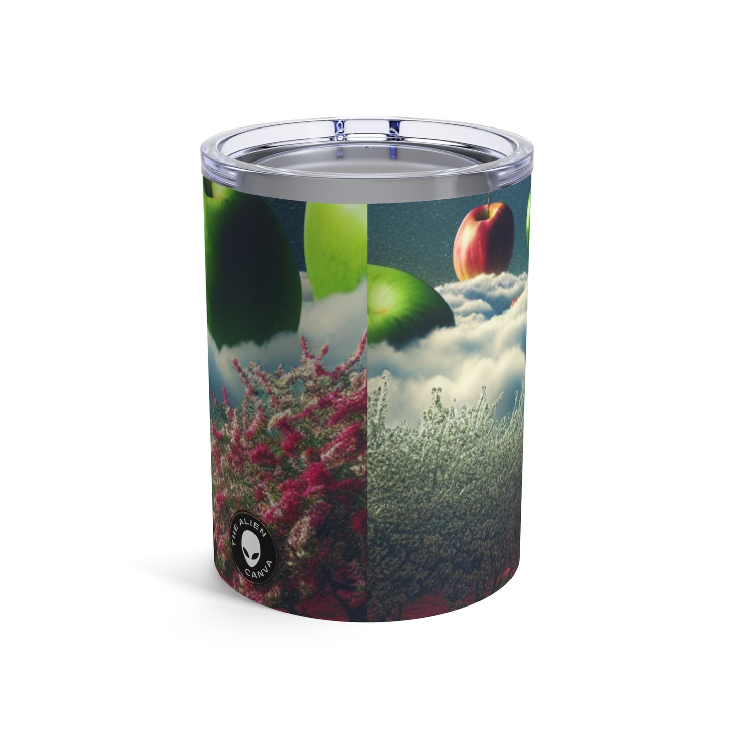 "Apple Sky and Pink Flower Carpet: A Surreal Landscape" - The Alien Tumbler 10oz