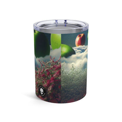 "Cielo de manzana y alfombra de flores rosas: un paisaje surrealista" - Vaso Alien de 10 oz