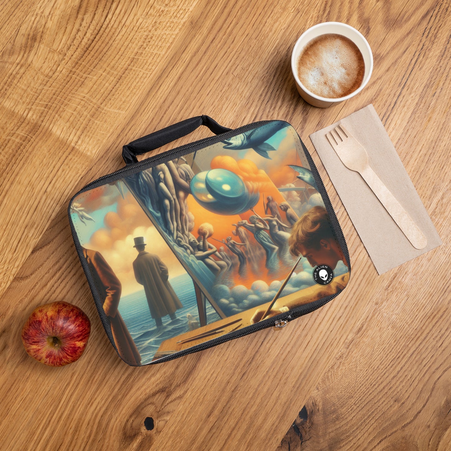 Whimsical Dreams: Defying Gravity in the Celestial Abyss- The Alien Lunch Bag Surrealism