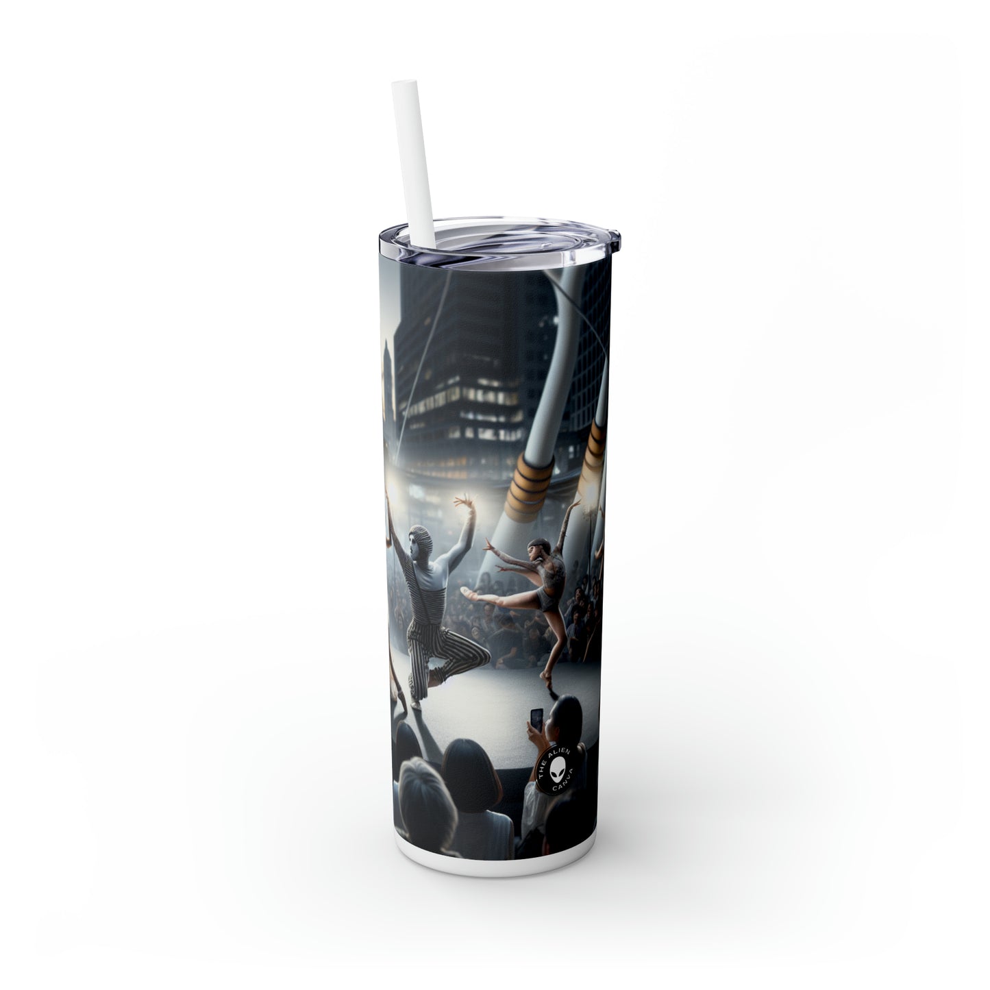 « Éléments saisonniers : une œuvre d'art de performance dynamique » - The Alien Maars® Skinny Tumbler with Straw 20oz Performance Art