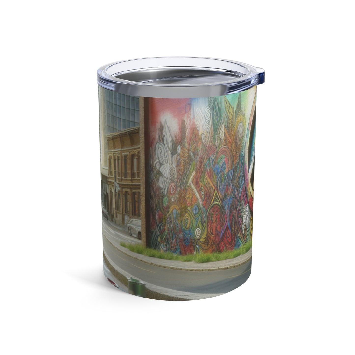 "Graffiti galáctico: un mural de arte callejero cósmico" - The Alien Tumbler 10oz Street Art