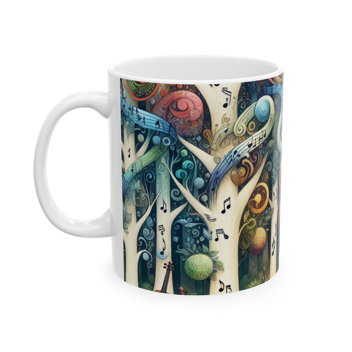 « Enchantement mélodique : la forêt instrumentale » – Tasse en céramique Alien 11 oz