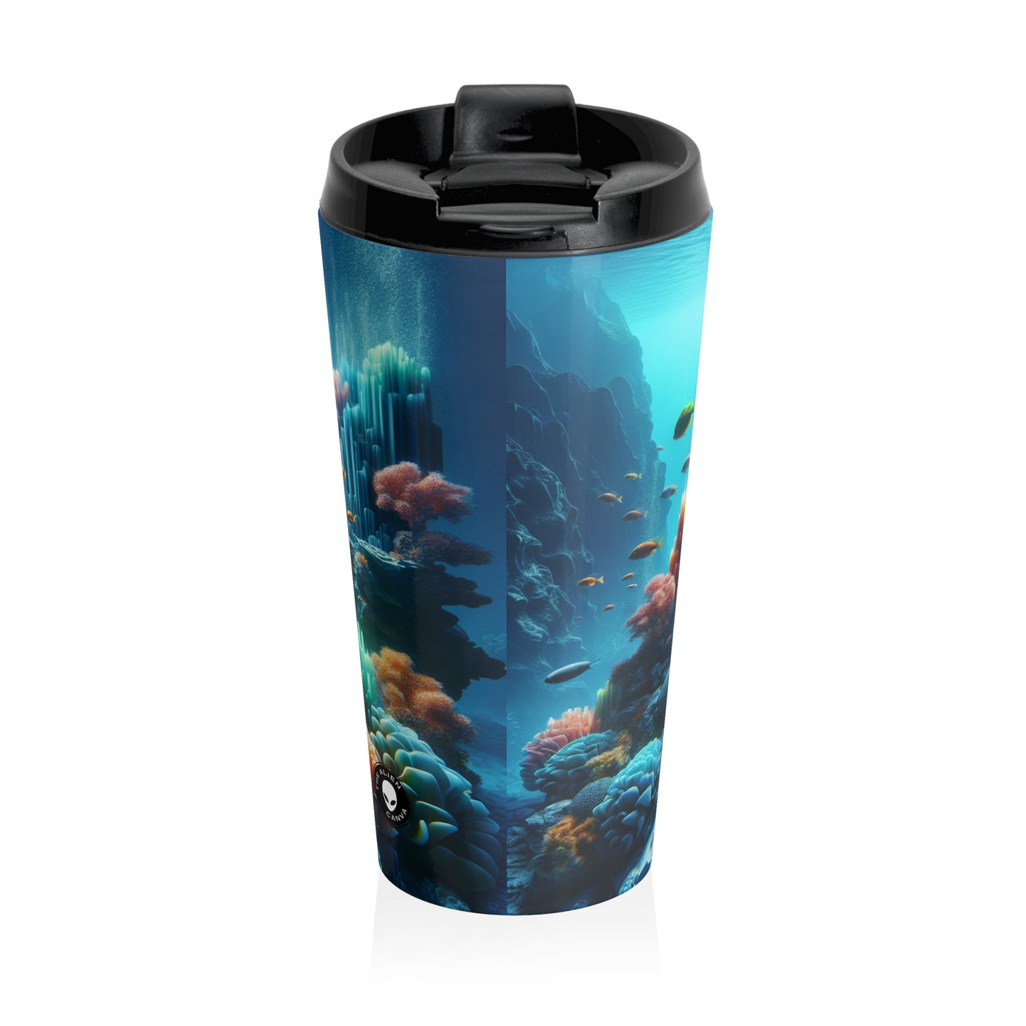 "Neon Reef: A Surreal Underwater Symphony" - The Alien Stainless Steel Travel Mug