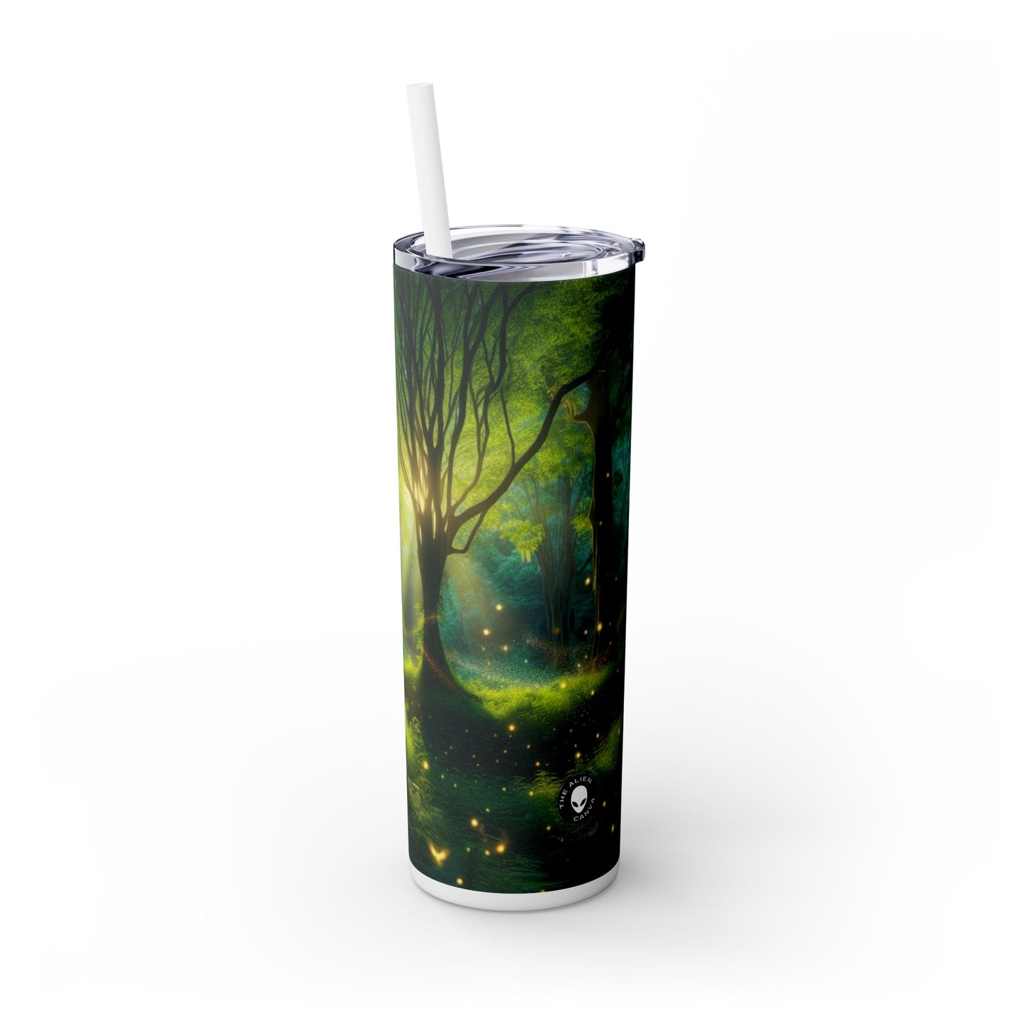 "Magia del bosque resplandeciente": vaso estrecho con pajita de 20 oz de Alien Maars®