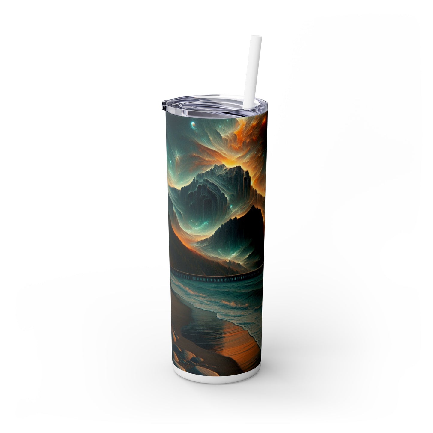 "Réalisme en rouge : capturer la beauté d'une pomme succulente" - The Alien Maars® Skinny Tumbler with Straw 20oz Photoréalisme