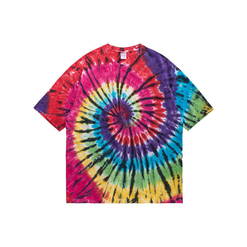 Manches courtes amples Rainbow Spiral Tie-Dye pour hommes