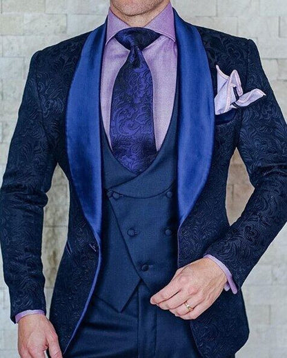 Conjunto de tres piezas de traje de ocio estampado para hombre