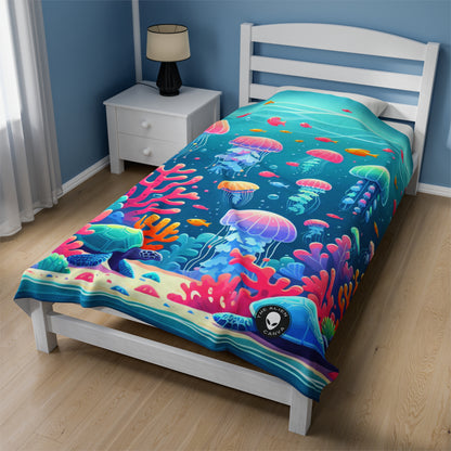 "Enchanting Underwater Symphony" - The Alien Velveteen Plush Blanket