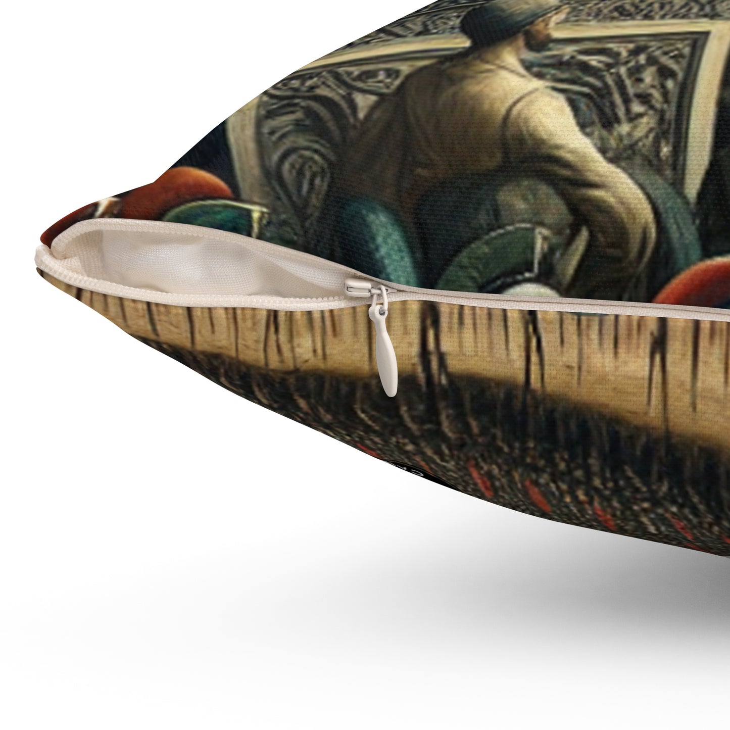 « Minerva sur le champ de bataille de la Renaissance » - L’Alien Spun Polyester Square Pillow Renaissance Art