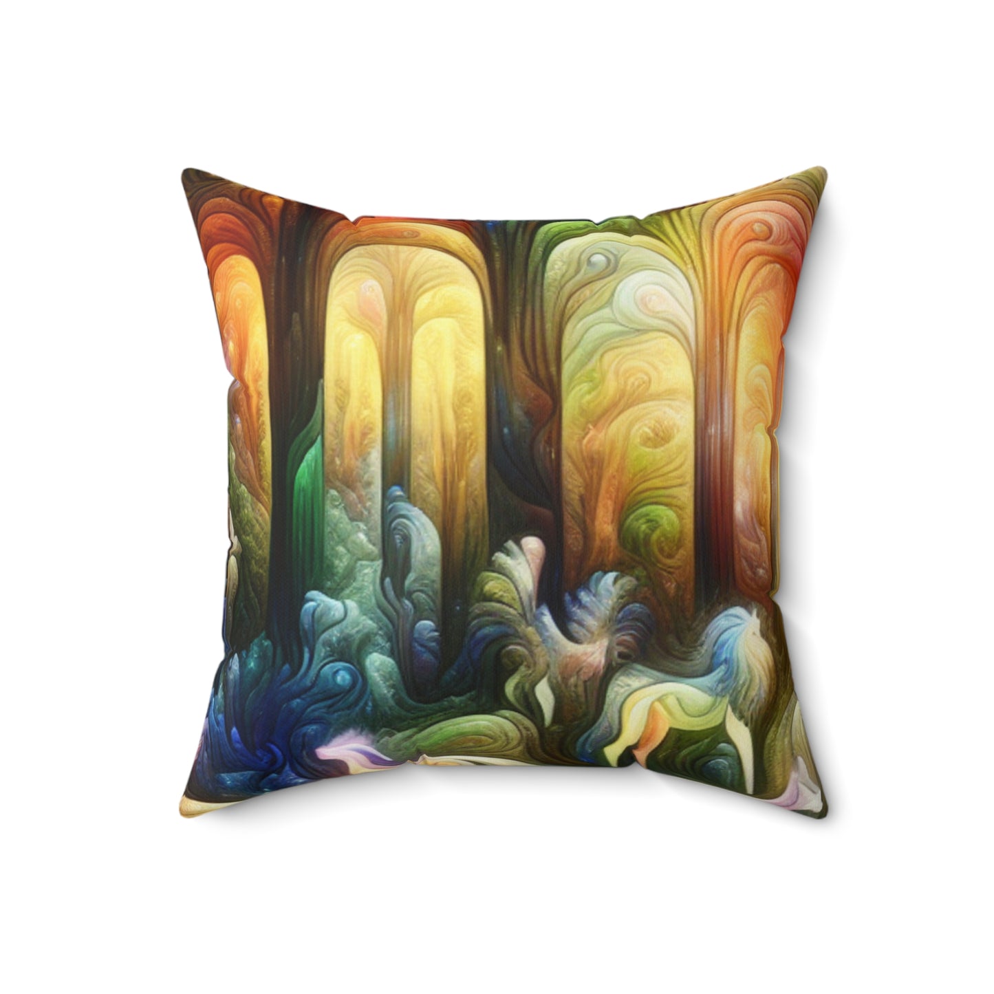 "Ethereal Enchantment: The Mystical Forest"- The Alien Spun Polyester Square Pillow