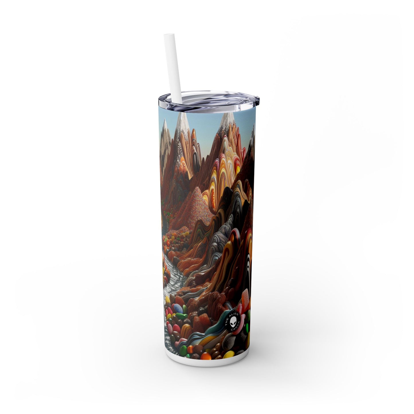 "Candyland: un dulce paisaje surrealista" - Vaso delgado con pajita de 20 oz de Alien Maars®