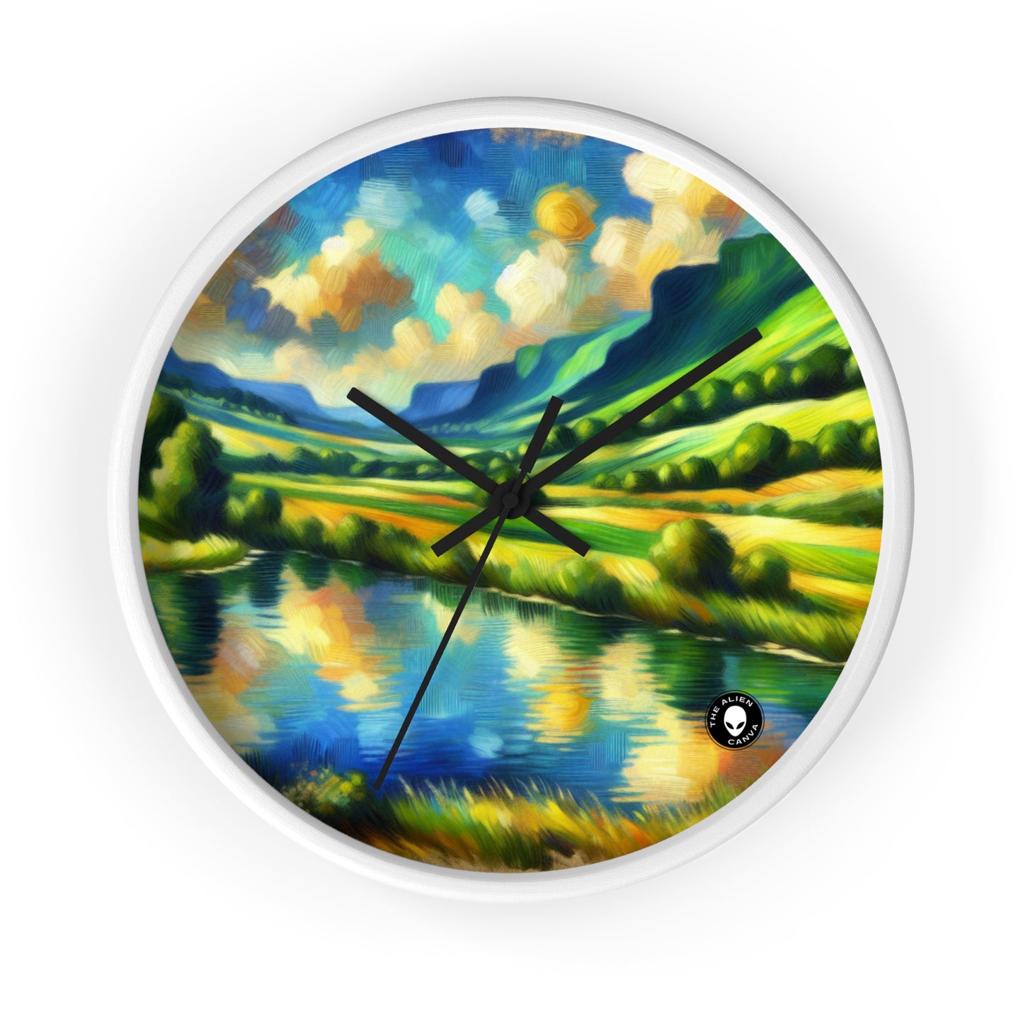 "Serenity at Sunset: An Impressionistic Meadow" - The Alien Wall Clock Impressionism