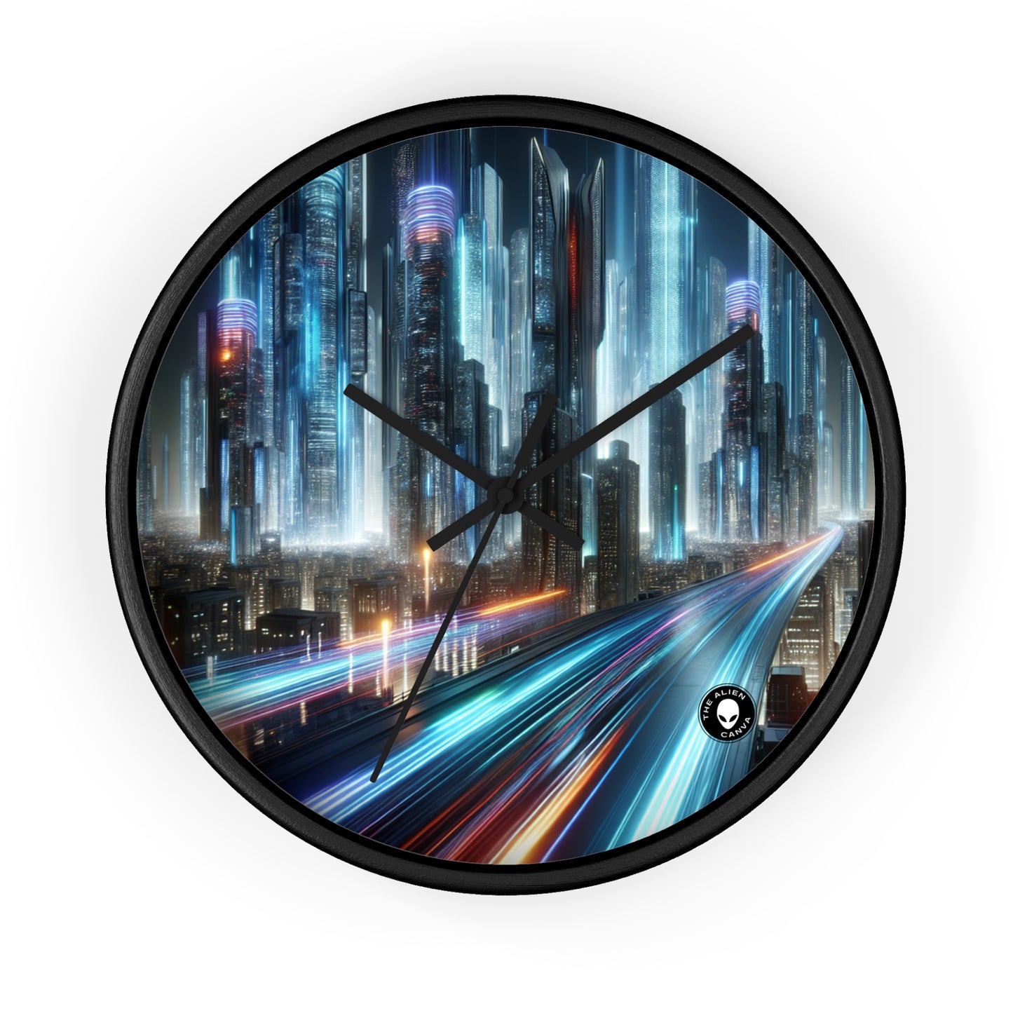 "Neon Nightscapes: A Futuristic City Adventure" - The Alien Wall Clock