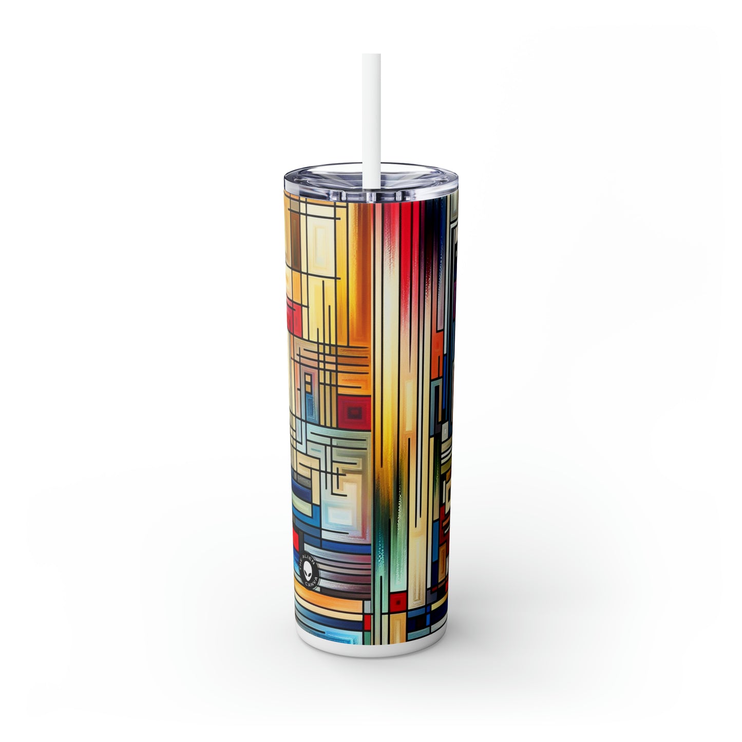 "Urban Symmetry: A Precisionist Perspective" - The Alien Maars® Skinny Tumbler with Straw 20oz Precisionism