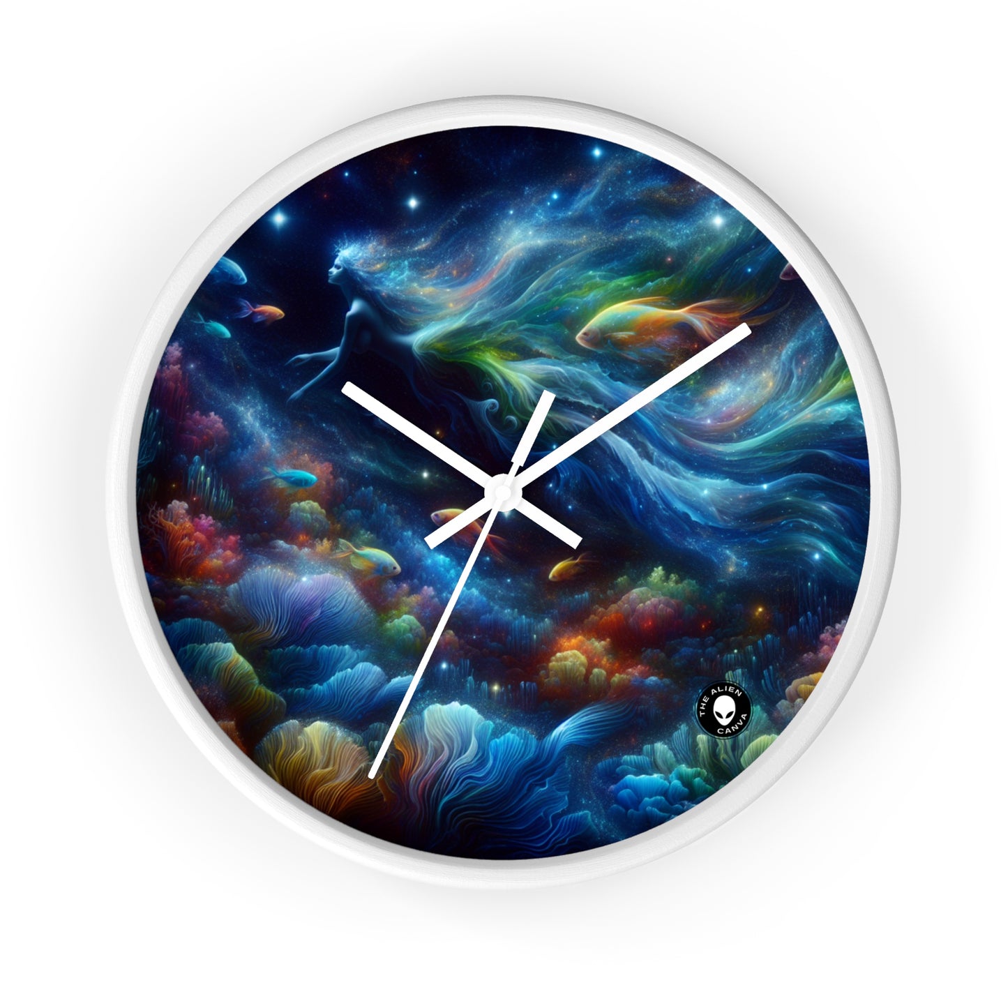 "Enchantment Under the Stars: A Mystical Underwater Journey" - The Alien Wall Clock