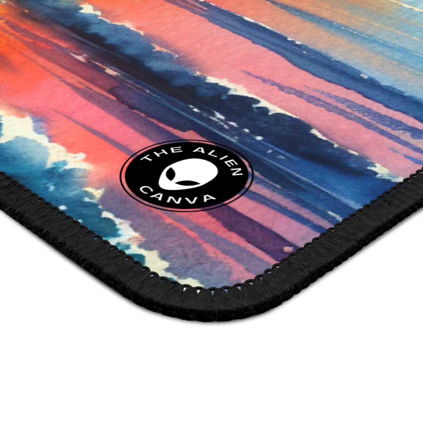 « Lever de soleil sur la plage » – Tapis de souris Alien Gaming, peinture à l'aquarelle