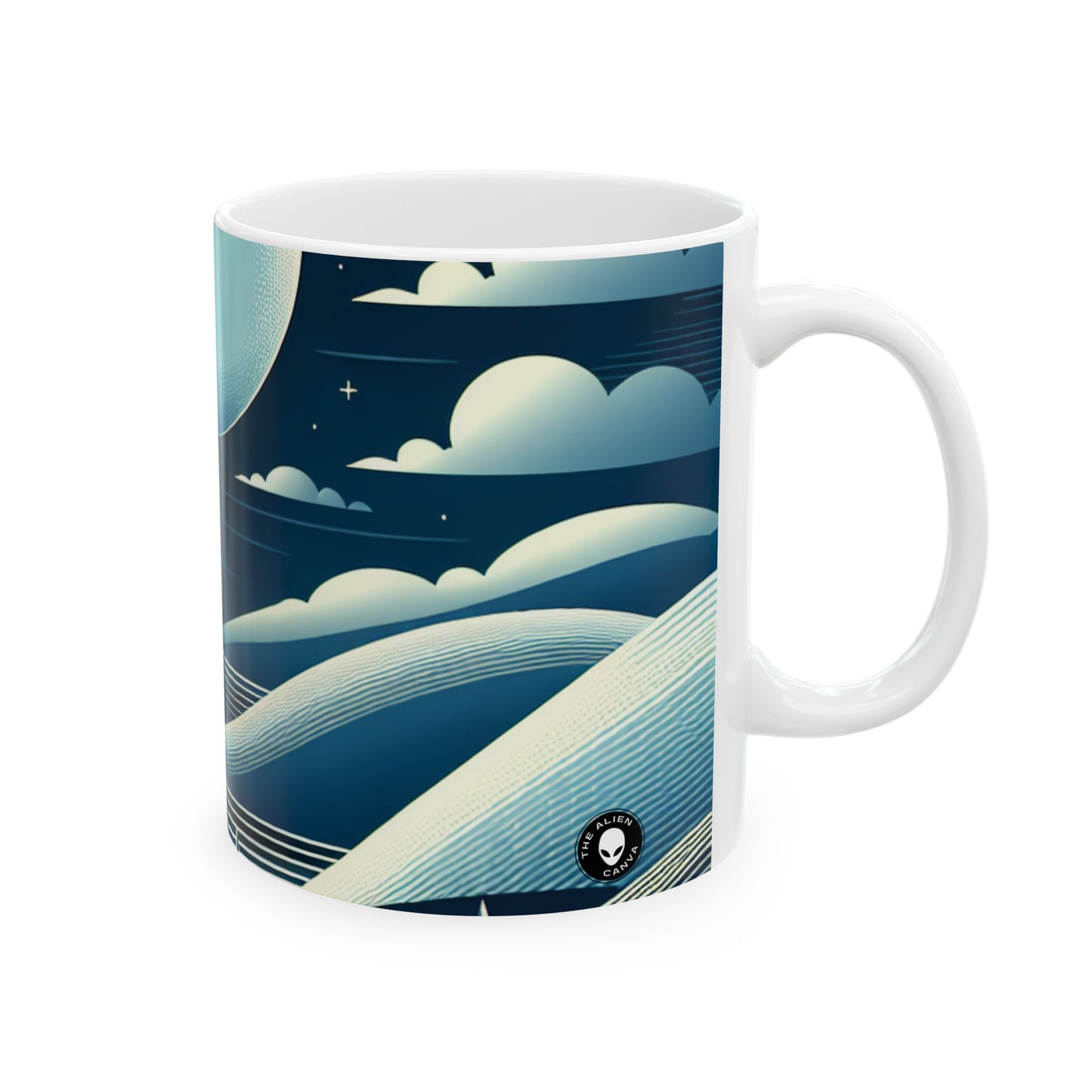 Taza de cerámica alienígena "Moonlit Haven" de 11 oz