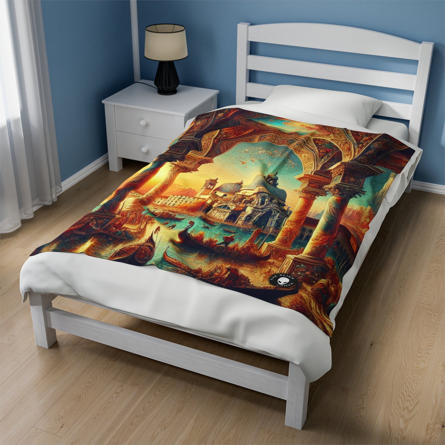 Venetian Dreams: A Fantastical Twist on the Famous Canals - The Alien Velveteen Plush Blanket Venetian School