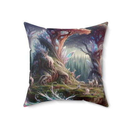 "Crystal Forest: A Magical Realm"- The Alien Spun Polyester Square Pillow