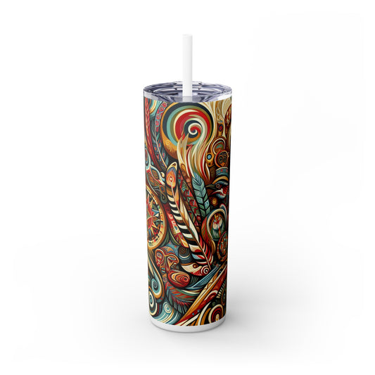 "Suroeste sagrado: una celebración del arte indígena" - Vaso delgado con pajita de Alien Maars® de 20 oz de arte indígena