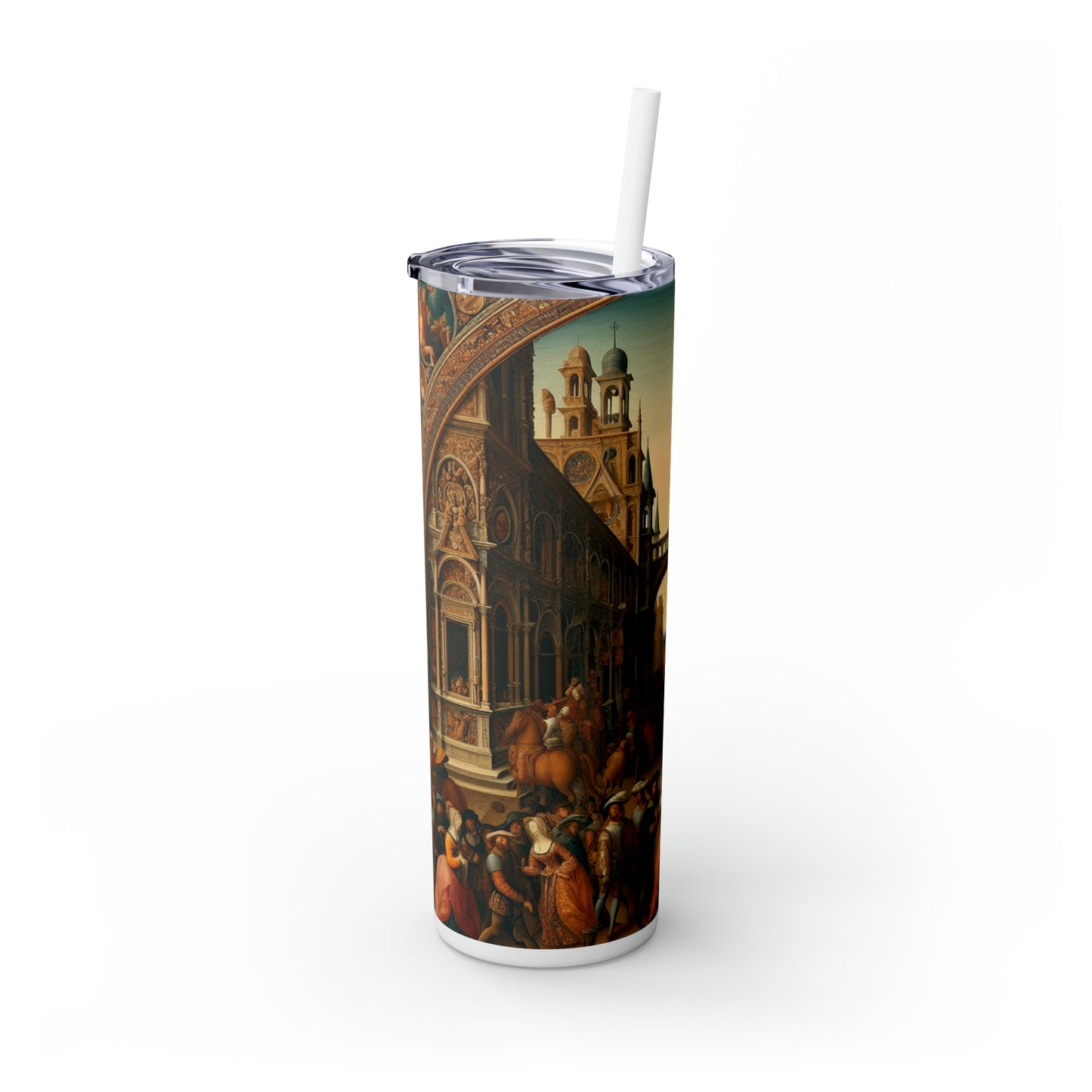 « L'unité dans l'opulence : un banquet des nations de la Renaissance » - The Alien Maars® Skinny Tumbler avec paille 20oz Renaissance