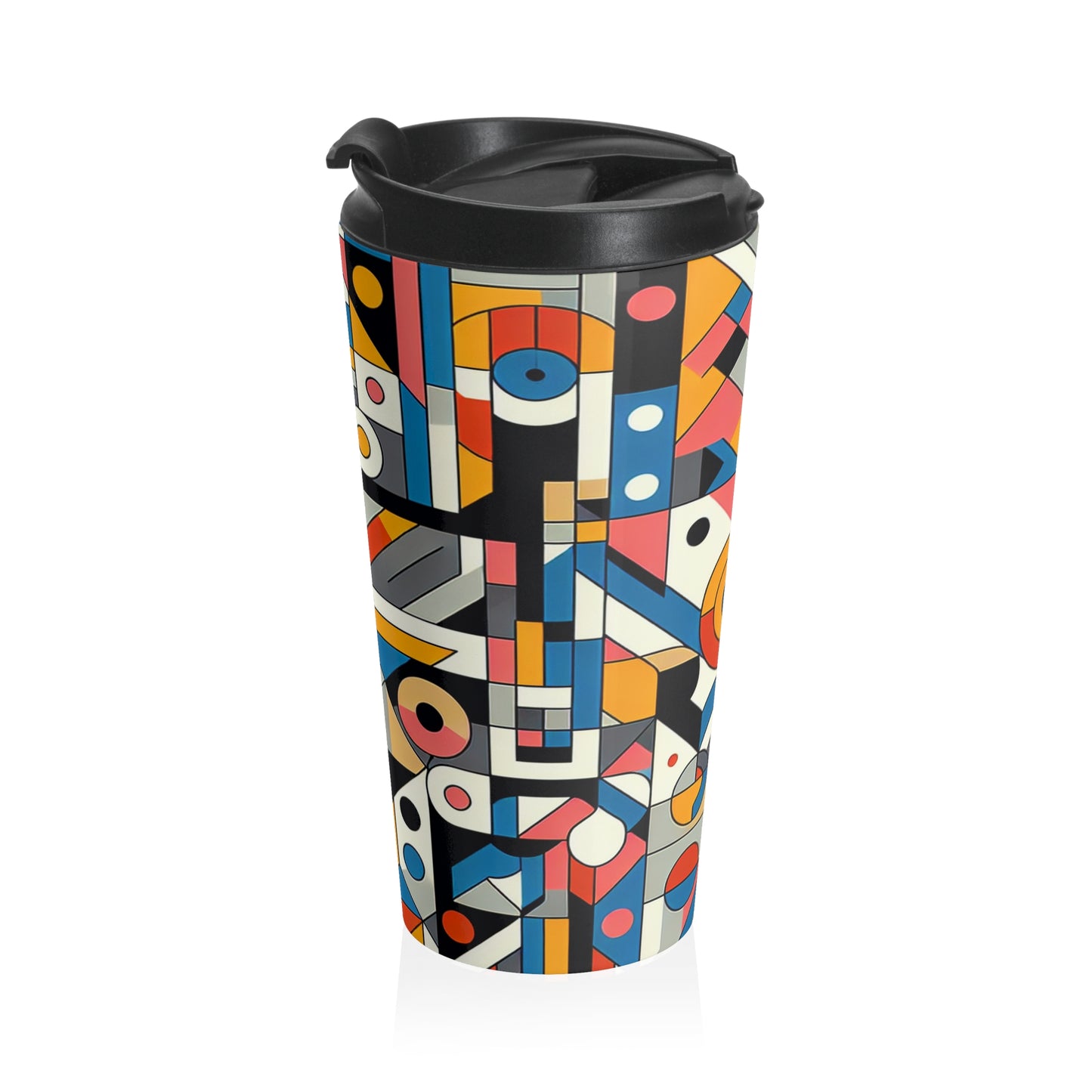 "Cityscape Ignited" - The Alien Stainless Steel Travel Mug Geometric Abstraction