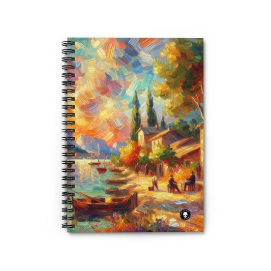 Golden Dusk: A Serene Impressionist Stroll by the Water - The Alien Spiral Notebook (Ruled Line) Impressionism