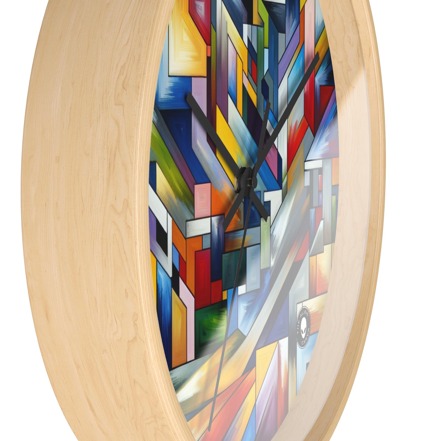 "City Pulse: A Vibrant Nighttime Geometric Journey" - The Alien Wall Clock Hard-edge Painting