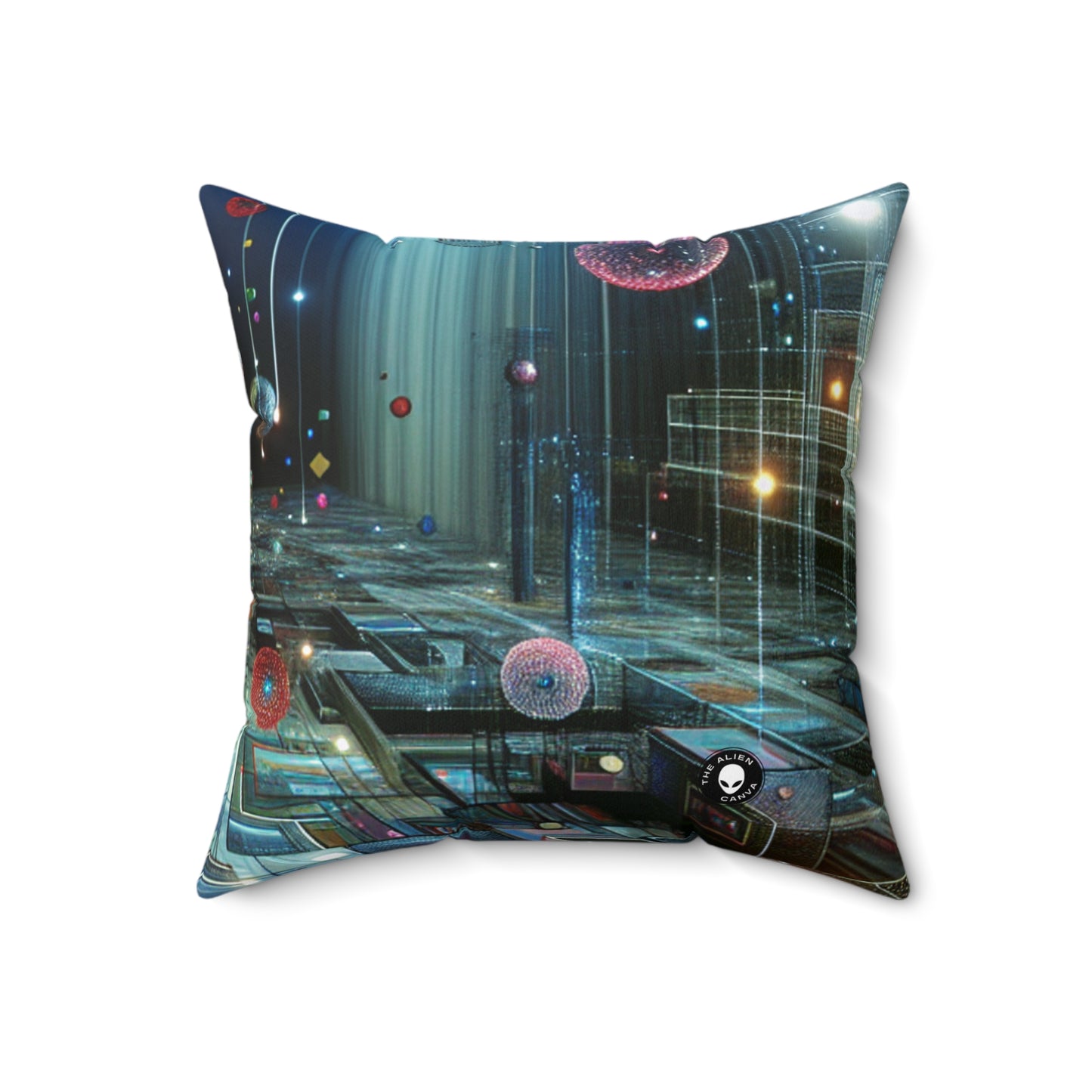 "Enchanted Oasis: A Virtual Reality Garden Experience"- The Alien Spun Polyester Square Pillow Virtual Reality Art