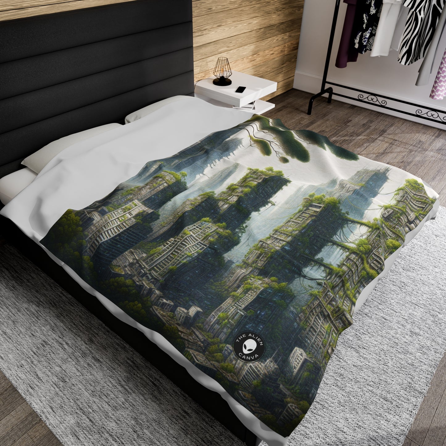 "Nature's Resurgence: The Urban Jungle" - The Alien Velveteen Plush Blanket