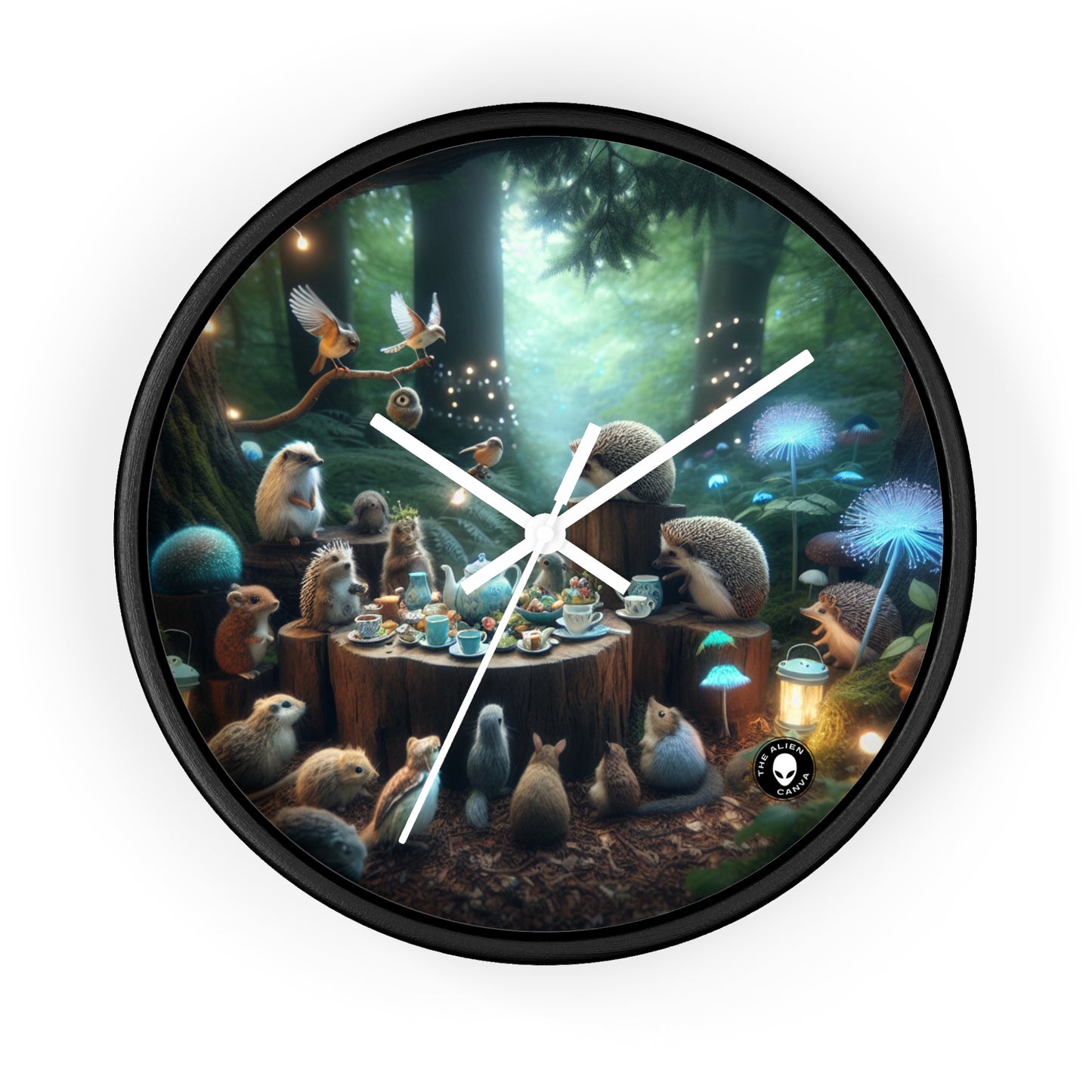 "Enchanted Tea Time: A Magical Forest Gathering" - The Alien Wall Clock