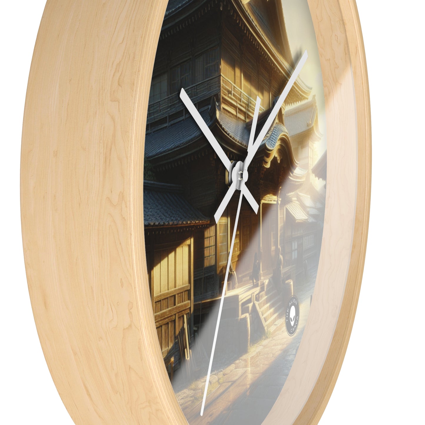 "Golden Hour Bliss : Paysage de réalisme photographique" - L'horloge murale extraterrestre Réalisme photographique