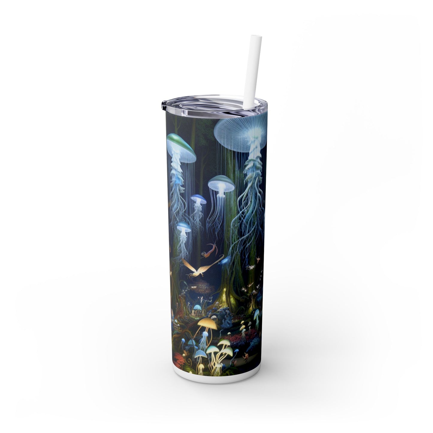 "Jellyfish Grove: A Luminescent Fantasy Forest" - The Alien Maars® Skinny Tumbler with Straw 20oz