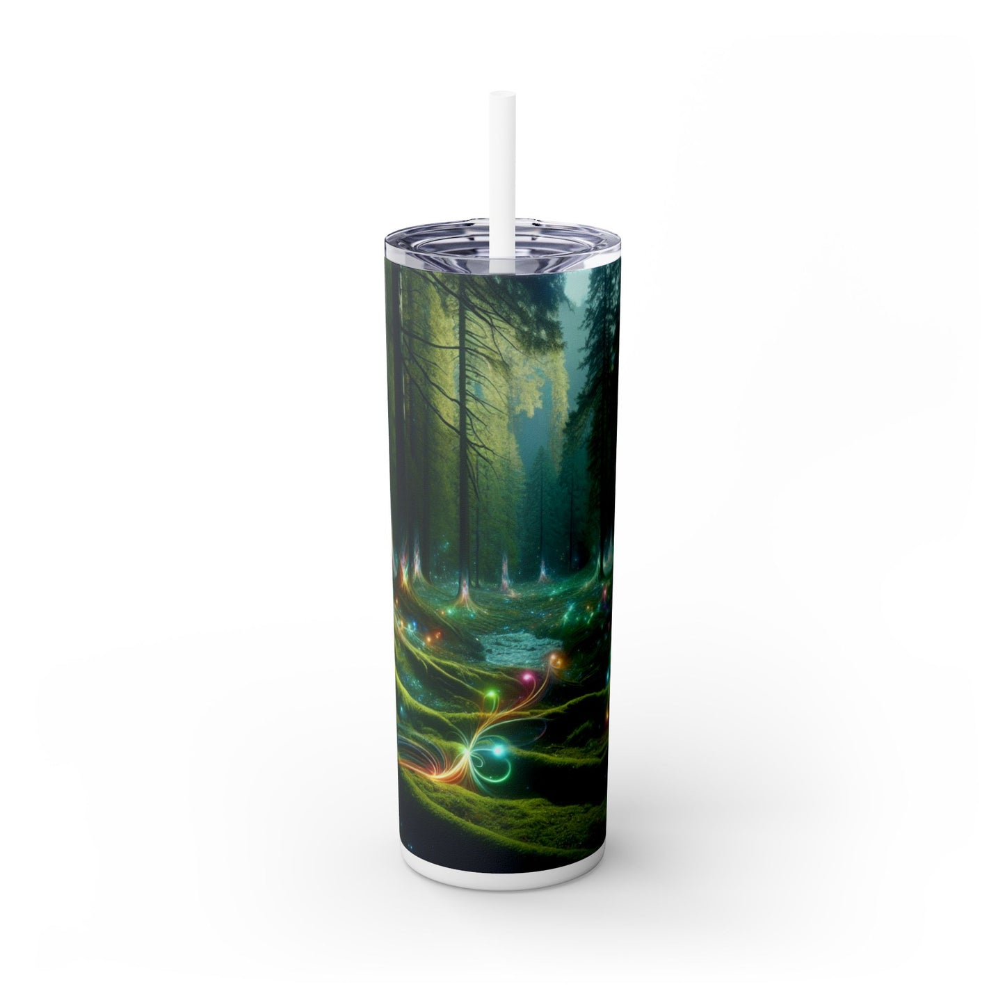 - Bosque encantado de cristales: un tapiz de luz - Vaso delgado con pajita de 20 oz de Alien Maars®