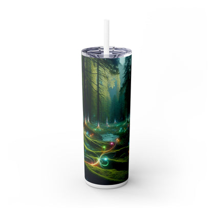 - Crystal-Enchanted Forest: A Tapestry of Light - The Alien Maars® Skinny Tumbler with Straw 20oz