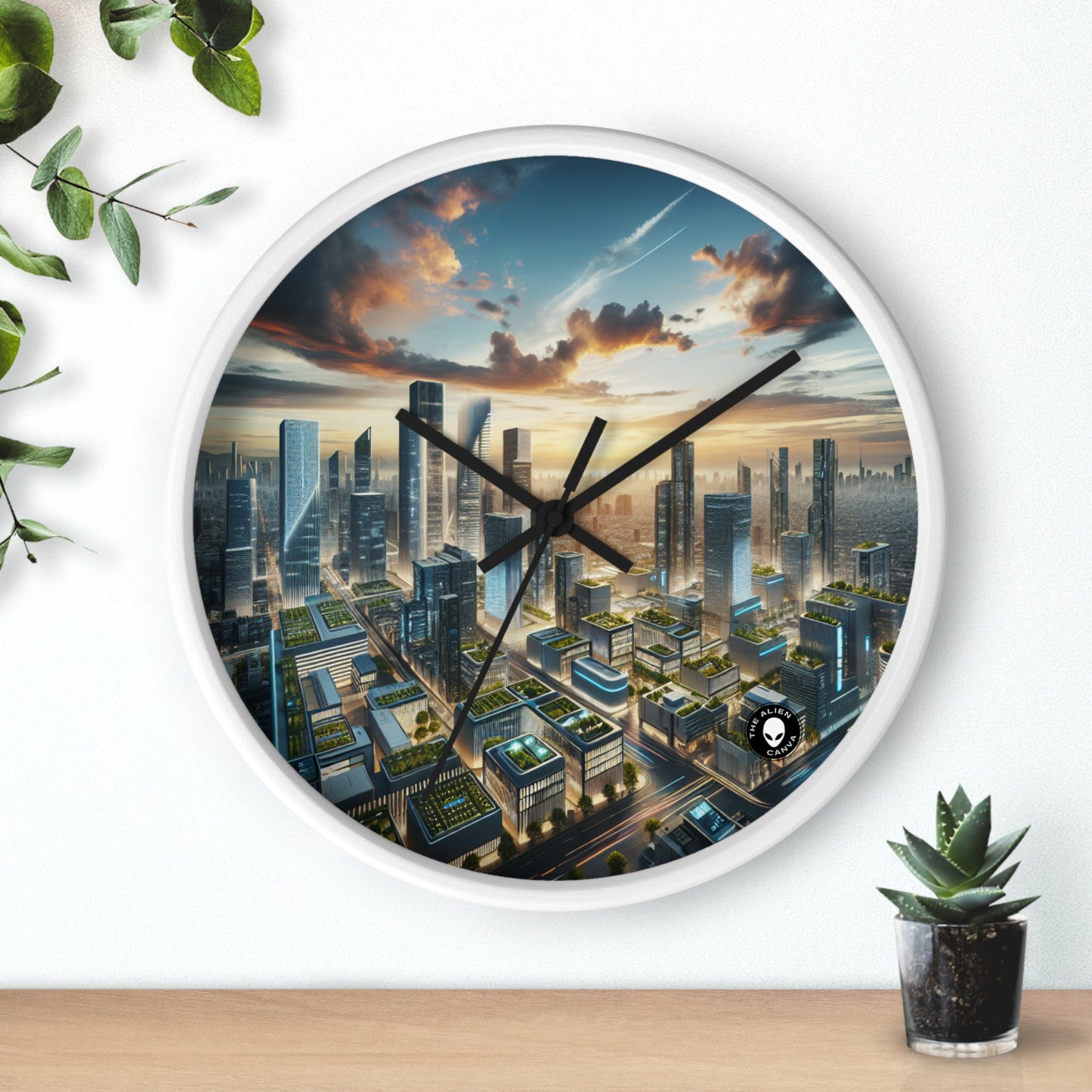 "Future Métropole : Une utopie urbaine néo-futuriste" - L'horloge murale Alien Néo-futurisme