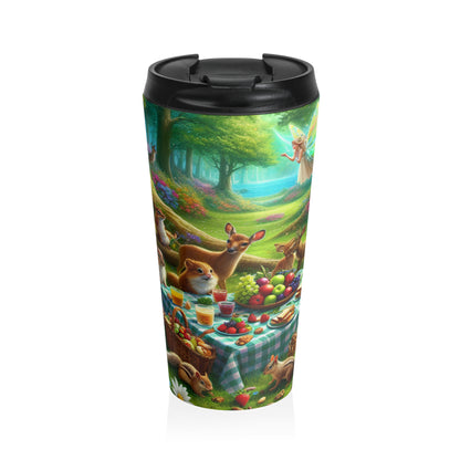 "Picnic en el bosque encantado: una reunión mágica" - Taza de viaje de acero inoxidable de The Alien