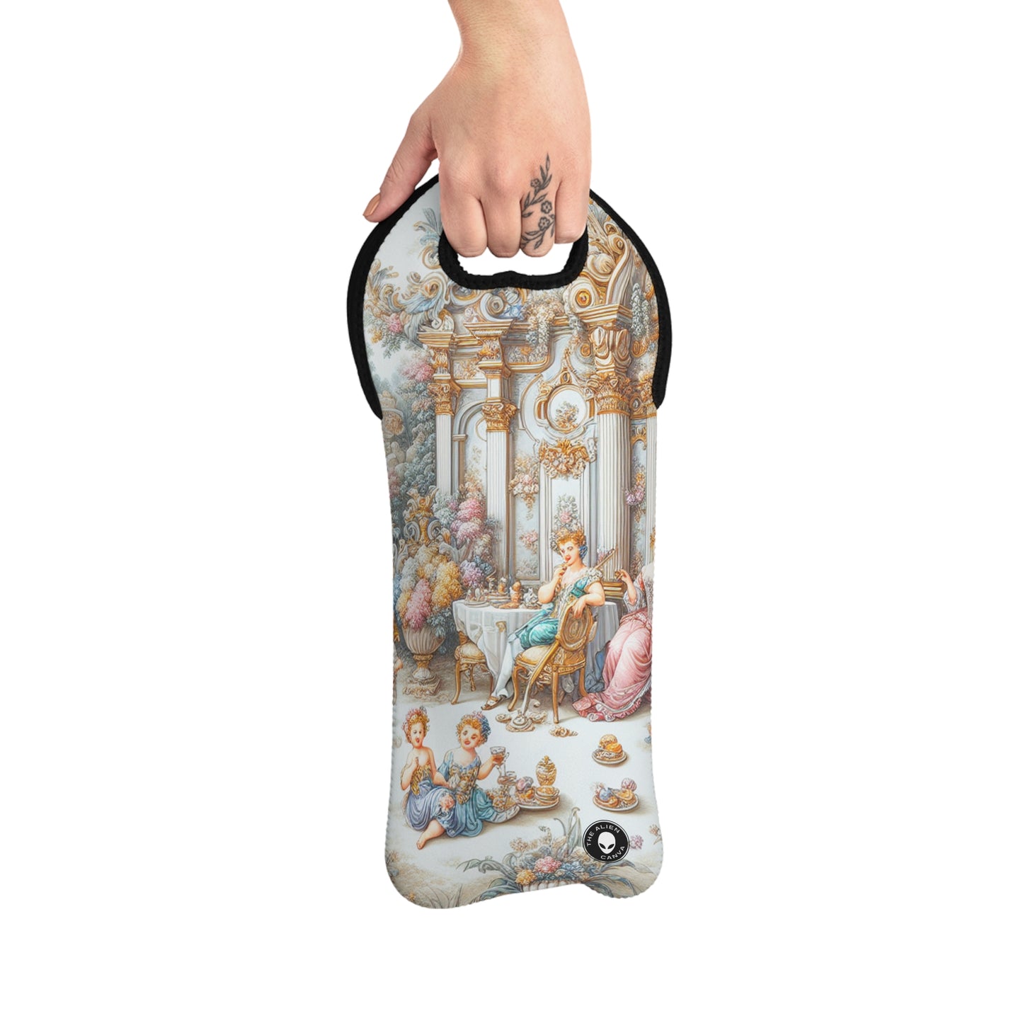 "A Garden of Rococo Delights: A Whimsical Extravaganza" - The Alien Wine Tote Bag Rococo