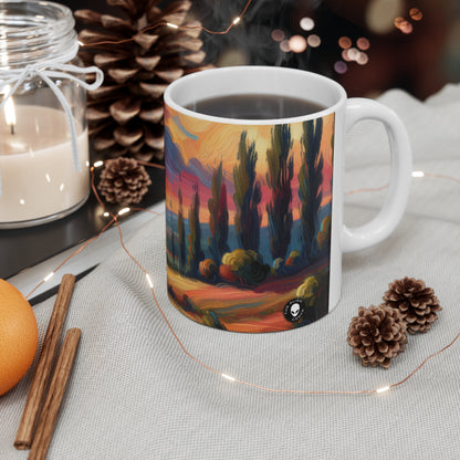 "Vistas armoniosas: una celebración posimpresionista de la naturaleza y la vida rural" - The Alien Ceramic Mug 11oz Postimpresionismo