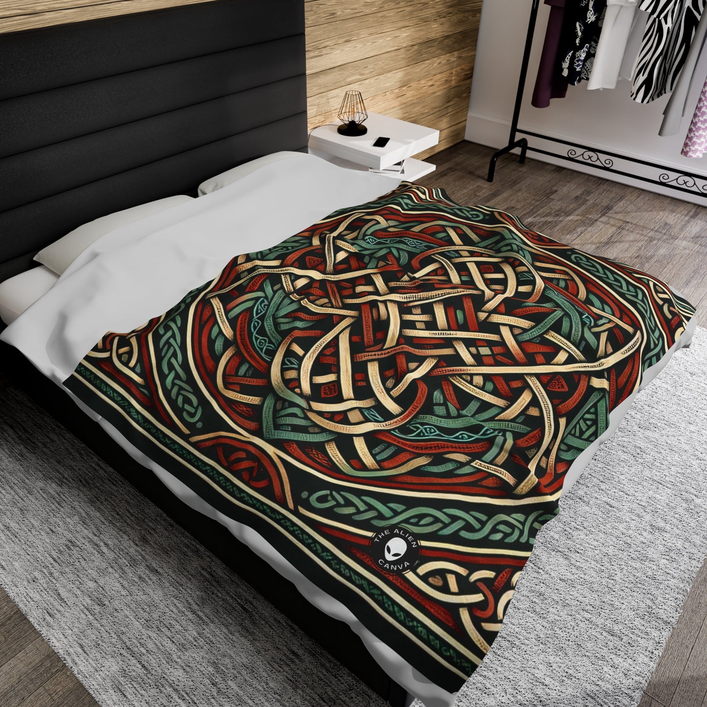 "Majestic Celtic Vision: A Mesmerizing Artwork Inspired by the Cliffs of Moher" - The Alien Velveteen Plush Blanket Celtic Art