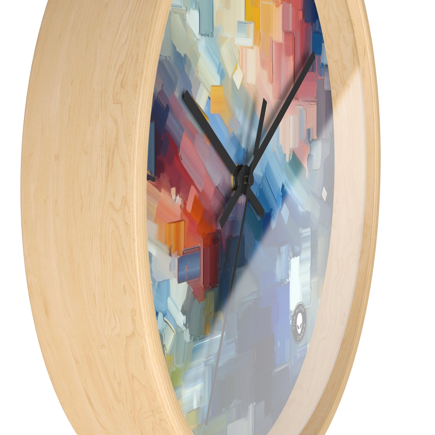 "Coucher de soleil tranquille : une peinture de champ de couleur pastel doux" - La peinture de champ de couleur de l'horloge murale extraterrestre