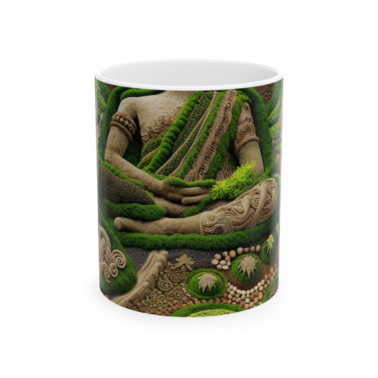 "Forest Mandala: Una armonía de la naturaleza" - La taza de cerámica alienígena 11oz Earth Art